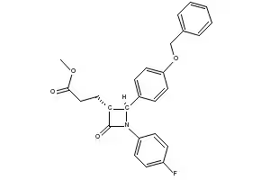 Methyl (3R,4S)-1-(4-fluorophenyl)-2-oxo-4-[4-(phenylmethoxy)phenyl]-3-azetidinepropanoate structure, CAS 204589-80-0