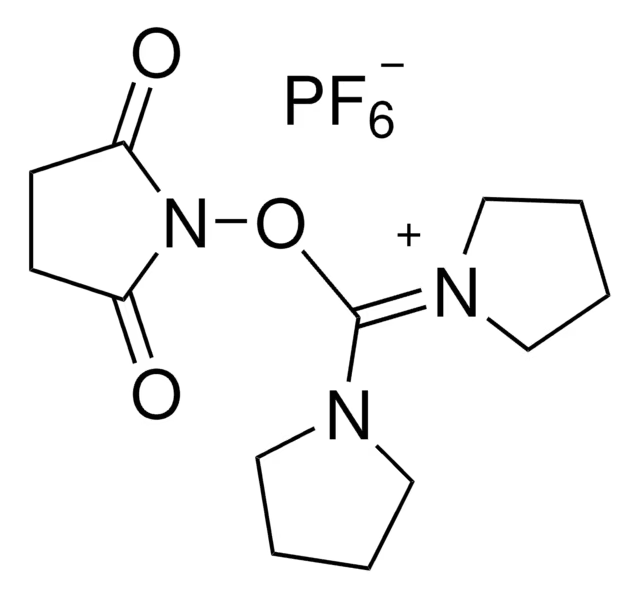 Dipyrrolidino(N-succinimidyloxy)carbenium hexafluorophosphate structure, CAS 207683-26-9