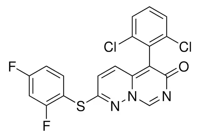 5-(2,6-Dichlorophenyl)-2-((2,4-difluorophenyl)thio)-6H-pyrimido[1,6-b]pyridazin-6-one structure, CAS 209410-46-8