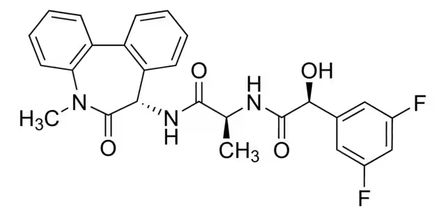 (aS)-N-[(1S)-2-[[(7S)-6,7-Dihydro-5-methyl-6-oxo-5H-dibenz[b,d]azepin-7-yl]amino]-1-methyl-2-oxoethyl]-3,5-difluoro-alpha-hydroxybenzeneacetamide structure, CAS 209984-57-6