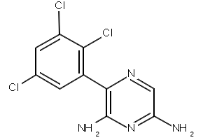 2,6-Diamino-3-(2,3,5-trichlorophenyl)pyrazine structure, CAS 212778-82-0