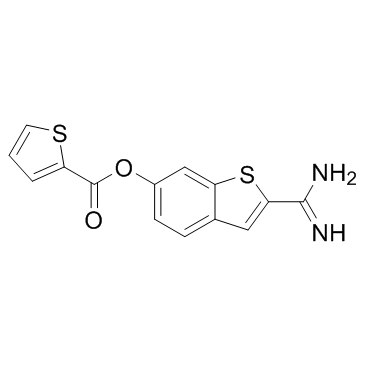 2-Thiophenecarboxylic acid 2-(aminoiminomethyl)benzo[b]thien-6-yl ester structure, CAS 217099-43-9