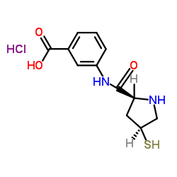 3-[(2S,4S)-4-Mercaptopyrrolidine-2-carboxamido]benzoic acid hydrochloride structure, CAS 219909-83-8