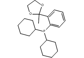 2'-(Dicyclohexylphosphino)acetophenone ethylene ketal structure, CAS 221187-50-4