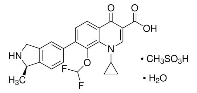 Garenoxacin mesylate hydrate structure, CAS 223652-90-2