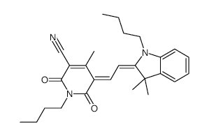 1-Butyl-5-[2-(1-butyl-3,3-dimethyl-1,3-dihydroindol-2-ylidene)ethylidene]-4-methyl-2,6-dioxo-1,2,5,6-tetrahydropyridine-3-carbonitrile structure, CAS 233748-97-5