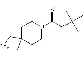 tert-Butyl 4-(aminomethyl)-4-methylpiperidine-1-carboxylate structure, CAS 236406-22-7