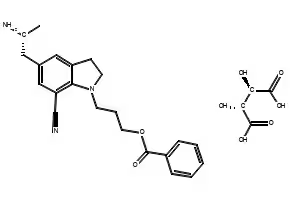 5-[(2R)-2-Aminopropyl]-1-[3-(benzoyloxy)propyl]-2,3-dihydro-1H-indole-7-carbonitrile (2R,3R)-2,3-dihydroxybutanedioate structure, CAS 239463-85-5
