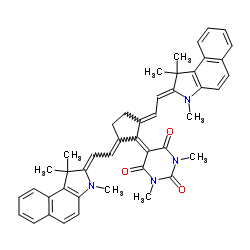 2,4,6(1H,3H,5H)-5-[2,5-Bis[2-(1,3-dihydro-1,1,3-trimethyl-2H-benz[e]indol-2-ylidene)ethylidene]cyclopentylidene]-1,3-dimethylpyrimidinetrione structure, CAS 259133-57-8