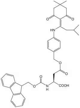 N-[(9H-Fluoren-9-ylmethoxy)carbonyl]-L-aspartic acid 4-[[4-[[1-(4,4-dimethyl-2,6-dioxocyclohexylidene)-3-methylbutyl]amino]phenyl]methyl] ester structure, CAS 269066-08-2