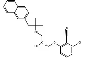 2-Chloro-6-[(2R)-3-[[1,1-dimethyl-2-(2-naphthalenyl)ethyl]amino]-2-hydroxypropoxy]benzonitrile structure, CAS 284035-33-2