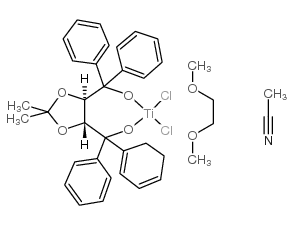 (4R,5R)-(-)-2,2-Dimethyl-alpha,alpha,alpha',alpha'-tetraphenyl-1,3-dioxolane-4,5-dimethanolato[1,2-bis(dimethoxy)ethane]titanium (IV) dichloride structure, CAS 328123-04-2