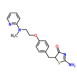 2-Amino-5-[[4-[2-(methyl-2-pyridinylamino)ethoxy]phenyl]methyl]-4(5H)-thiazolone structure, CAS 329249-53-8