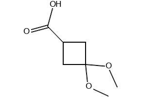 3,3-Dimethoxycyclobutanecarboxylic acid structure, CAS 332187-56-1