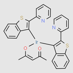 (OC-6-33)-Bis[2-(2-benzothiazolyl-kN3)phenyl-kC](2,4-pentanedionato-kO,kO') iridium structure, CAS 337526-88-2