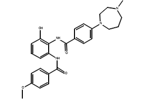 N-[2-Hydroxy-6-(4-methoxybenzamido)phenyl]-4-(4-methyl-1,4-diazepan-1-yl)benzamide structure, CAS 365462-23-3