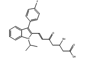tert-Butyl (E)-7-[3'-(4''-fluorophenyl)-1'-methylethyl-indol-2'-yl]-3-hydroxy-5-oxo-6-heptenoate structure, CAS 375846-25-6