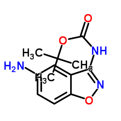 (5-Aminobenzo[d]isoxazol-3-yl)carbamic acid tert-butyl ester structure, CAS 380629-73-2