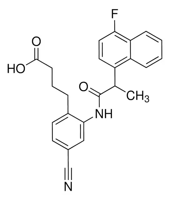 4-Cyano-2-[[2-(4-fluoro-1-naphthalenyl)-1-oxopropyl]amino]benzenebutanoic acid structure, CAS 402473-54-5