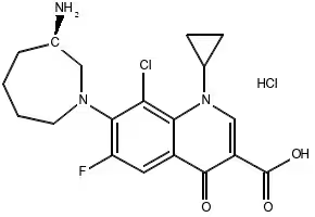 Besifloxacin hydrochloride structure, CAS 405165-61-9