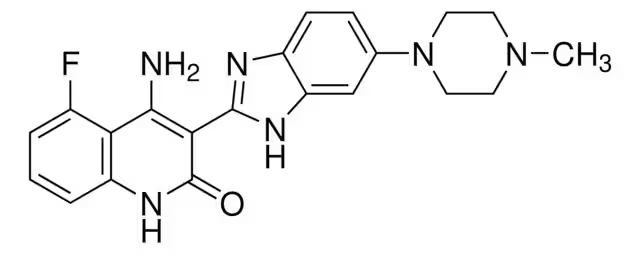 4-Amino-5-fluoro-3-[5-(4-methylpiperazin-1-yl)-1H-benzimidazol-2-yl]quinolin-2(1H)-one structure, CAS 405169-16-6