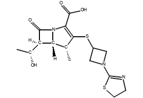 (4R,5S,6S)-3-[[4-[(5S)-2,5-Dihydro-5-methyl-1H-pyrrol-3-yl]-2-thiazolyl]thio]-6-[(1R)-1-hydroxyethyl]-4-methyl-7-oxo-1-azabicyclo[3.2.0]hept-2-ene-2-carboxylic acid structure, CAS 426253-04-5