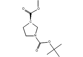(R)-1-Boc-pyrrolidine-3-carboxylic acid methyl ester structure, CAS 441717-40-4