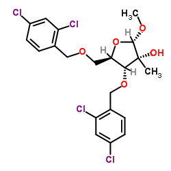 1-O-Methyl-3,5-bis-O-[(2,4-dichlorophenyl)methyl]-2-C-methyl-alpha-D-ribofuranoside structure, CAS 443642-31-7