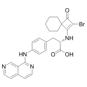 N-(2-Bromo-3-oxospiro[3.5]non-1-en-1-yl)-4-(2,7-naphthyridin-1-ylamino)-L-phenylalanine structure, CAS 455264-31-0