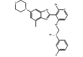 4-[[(2S)-2-(3-Chlorophenyl)-2-hydroxyethyl]amino]-3-[7-methyl-5-(4-morpholinyl)-1H-benzimidazol-2-yl]-2(1H)-pyridinone structure, CAS 468740-43-4