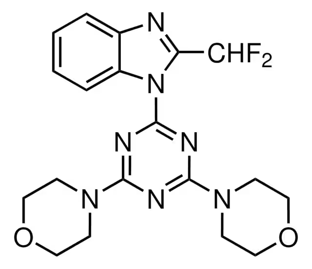 2-(2-Difluoromethylbenzimidazol-1-yl)-4,6-dimorpholino-1,3,5-triazine structure, CAS 475110-96-4