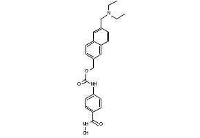 [4-[(Hydroxyamino)carbonyl]phenyl]carbamic acid [6-[(diethylamino)methyl]-2-naphthalenyl]methyl ester structure, CAS 497833-27-9