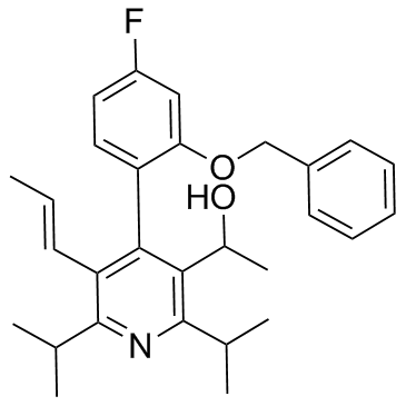 4-[4-Fluoro-2-(phenylmethoxy)phenyl]-alpha-methyl-2,6-bis(1-methylethyl)-5-(1-propen-1-yl)-3-pyridinemethanol structure, CAS 503559-84-0