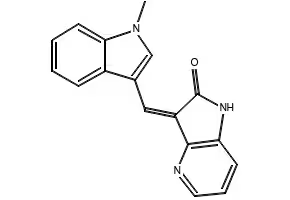 1,3-Dihydro-3-[(1-methyl-1H-indol-3-yl)methylene]-2H-pyrrolo[3,2-b]pyridin-2-one structure, CAS 504433-23-2