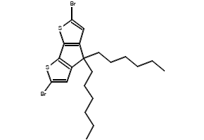 2,6-Dibromo-4,4-dihexyl-4H-cyclopenta[2,1-b:3,4-b']dithiophene structure, CAS 528570-55-0