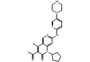 6-Acetyl-8-cyclopentyl-5-methyl-2-[[5-(piperazin-1-yl)pyridin-2-yl]amino]-8H-pyrido[2,3-d]pyrimidin-7-one structure, CAS 571190-30-2