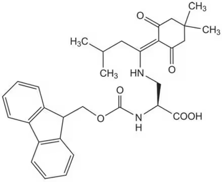 Fmoc-3-[[1-(4,4-Dimethyl-2,6-dioxocyclohexylidene)-3-methylbutyl]amino]-L-alanine structure, CAS 607366-20-1
