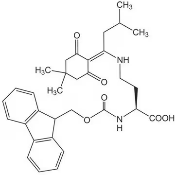 N-Fmoc-N'-[1-(4,4-Dimethyl-2,6-dioxocyclohex-1-ylidene)-3-methylbutyl]-L-2,4-diaminobutyric acid structure, CAS 607366-21-2