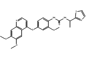 N-[4-[(6,7-Dimethoxy-4-quinolinyl)oxy]-2-methoxyphenyl]-N'-[1-(2-thiazolyl)ethyl]urea structure, CAS 623142-96-1