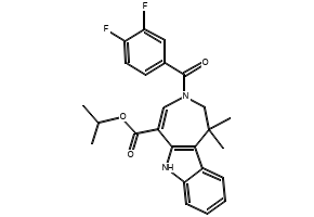 3-(3,4-Difluorobenzoyl)-1,2,3,6-tetrahydro-1,1-dimethylazepino[4,5-b]indole-5-carboxylic acid 1-methylethyl ester structure, CAS 629664-81-9