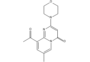 9-Acetyl-7-methyl-2-morpholino-4H-pyrido[1,2-a]pyrimidin-4-one structure, CAS 663619-91-8