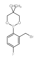 2-Bromomethyl-4-fluorophenylboronic acid neopentyl glycol ester structure, CAS 673456-16-1