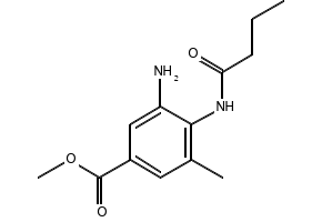 Methyl 4-(butyrylamino)-5-methyl-3-aminobenzoate structure, CAS 675882-71-0