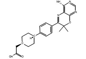 cis-4-[4-(4-Amino-7,7-dimethyl-7H-pyrimido[4,5-b][1,4]oxazin-6-yl)phenyl]cyclohexaneacetic acid structure, CAS 701234-65-3