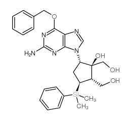 [(1S,2S,3S,5S)-5-[2-Amino-6-(benzyloxy)-9H-purin-9-yl]-3-[dimethyl(phenyl)silyl]-1-hydroxycyclopentane-1,2-diyl]dimethanol structure, CAS 701278-05-9