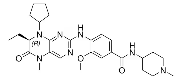 4-[[(7R)-8-Cyclopentyl-7-ethyl-5,6,7,8-tetrahydro-5-methyl-6-oxo-2-pteridinyl]amino]-3-methoxy-N-(1-methyl-4-piperidinyl)benzamide structure, CAS 755038-02-9