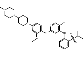 5-Chloro-N2-[2-methoxy-4-[4-(4-methyl-1-piperazinyl)-1-piperidinyl]phenyl]-N4-[2-[(1-methylethyl)sulfonyl]phenyl]-2,4-pyrimidinediamine structure, CAS 761439-42-3