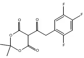 5-[1-Hydroxy-2-(2,4,5-trifluorophenyl)ethylidene]-2,2-dimethyl-1,3-dioxane-4,6-dione structure, CAS 764667-64-3