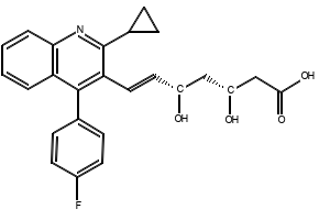 (3R,5R,6E)-7-[2-Cyclopropyl-4-(4-fluorophenyl)-3-quinolinyl]-3,5-dihydroxy-6-heptenoic acid structure, CAS 769908-13-6