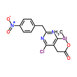Methyl [4,6-dichloro-2-(4-nitrobenzyl)pyrimidin-5-yl]acetate structure, CAS 780763-92-0